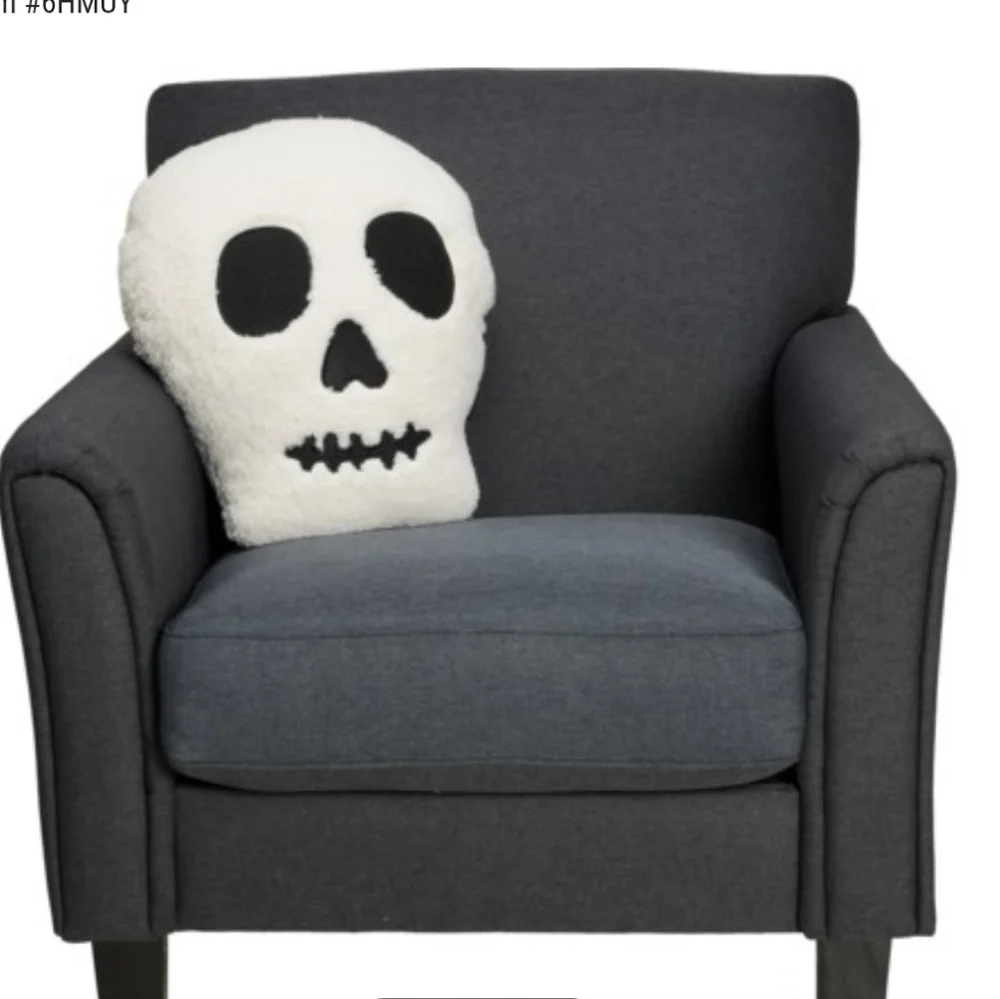Cynthia Rowley Sherpa Skeleton Skull Throw Pillow 15x18 NWT